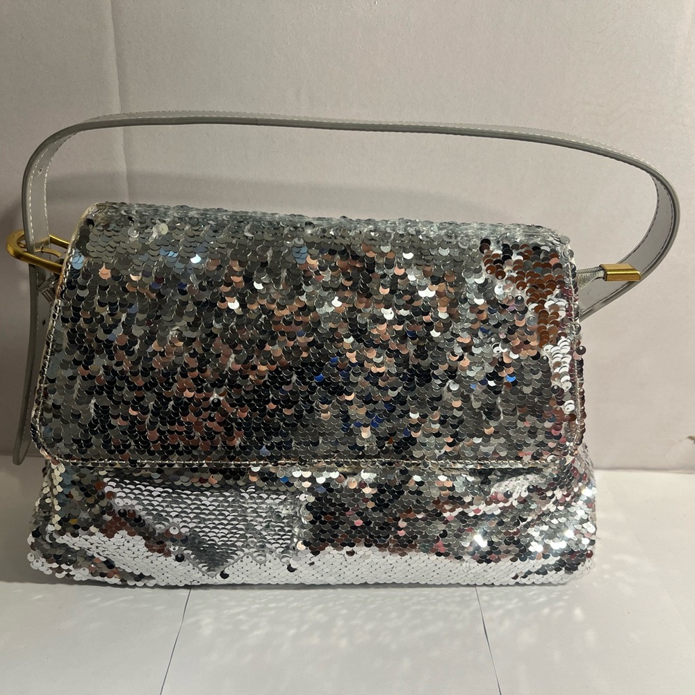 Silver Sequin Shoulder Bag